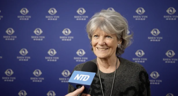 Janine Berberat, former member of the Geneva Cantonal Parliament, discovered traditional Chinese culture with Shen Yun Performing Arts at the Théâtre de Beaulieu in Lausanne, Switzerland, on Feb. 20, 2026. (NTD)