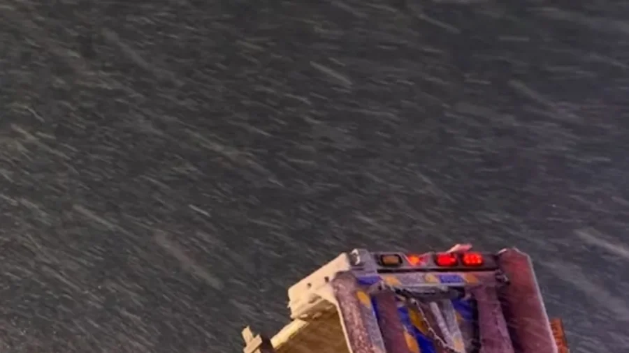 Plow Truck Overturns in Long Island Blizzard