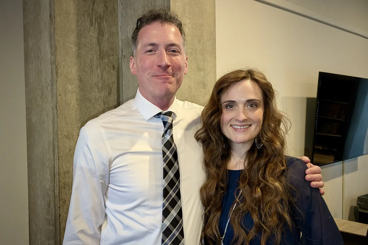 Josh Ayres and Sarah Brackney at Shen Yun Performing Arts at the Clowes Memorial Hall of Butler Arts Center in Indianapolis on Feb. 22, 2026. (Charles Lu/The Epoch Times)