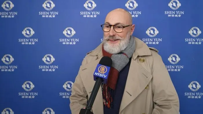 Yves Corteel, a business owner, discovered “a beautiful and harmonious show” with Shen Yun Nantes on Feb. 21, 2026. (NTD)