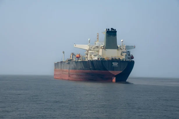Iranian crude oil tanker, Sevda, sails near Bandar Asaluyeh, Iran, on Jan. 27, 2026. (AFP via Getty Images)