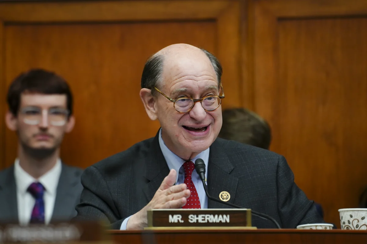 Rep. Brad Sherman (D-Calif.) speaks during a hearing with top bank regulators in Washington on Nov. 15, 2023. (Madalina Vasiliu/The Epoch Times)