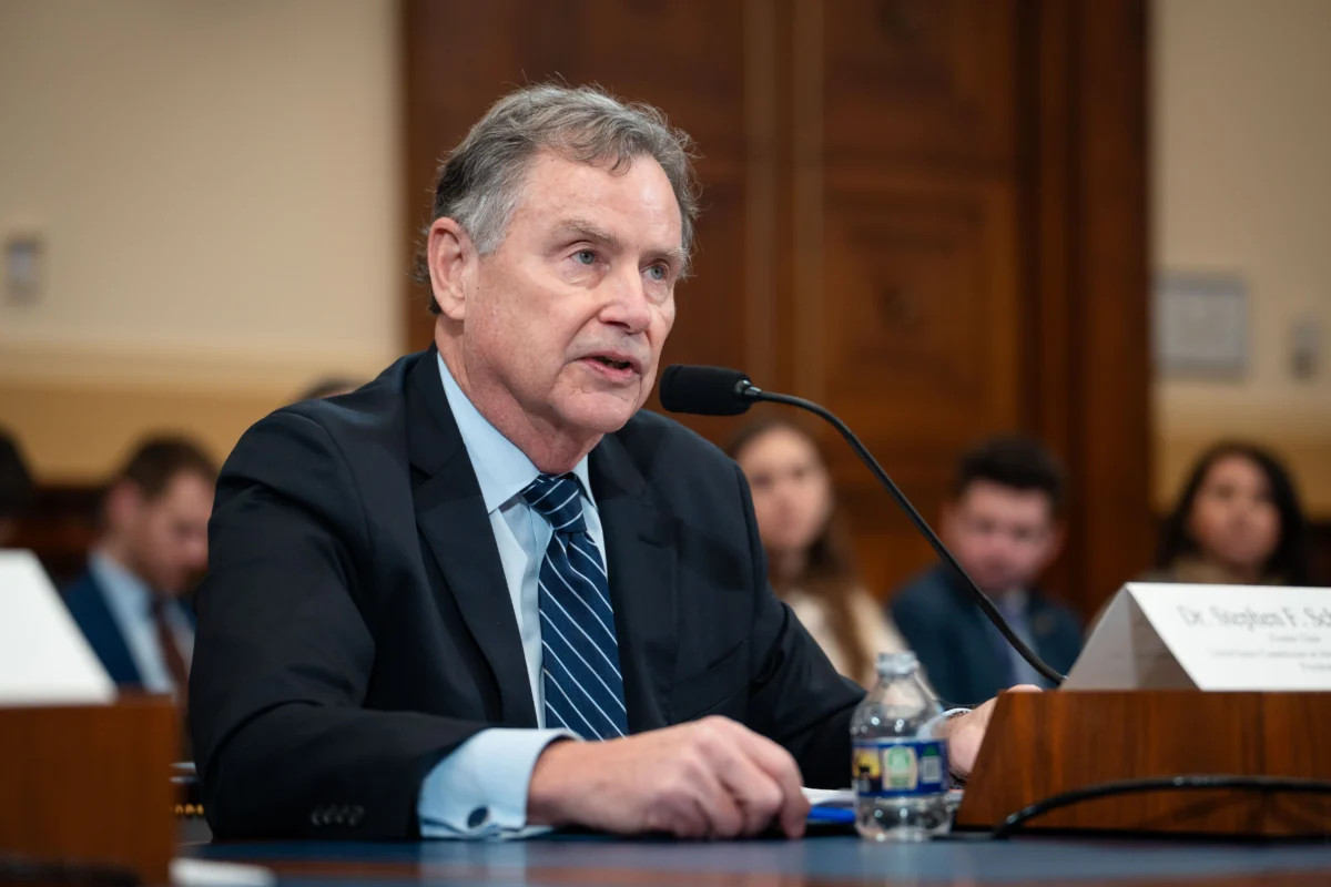 Stephen Schneck, former chairman of the U.S. Commission on International Religious Freedom, testifies before the House Foreign Affairs Committee's Africa Subcommittee on Capitol Hill in Washington on Feb. 4, 2026. (Madalina Kilroy/The Epoch Times)