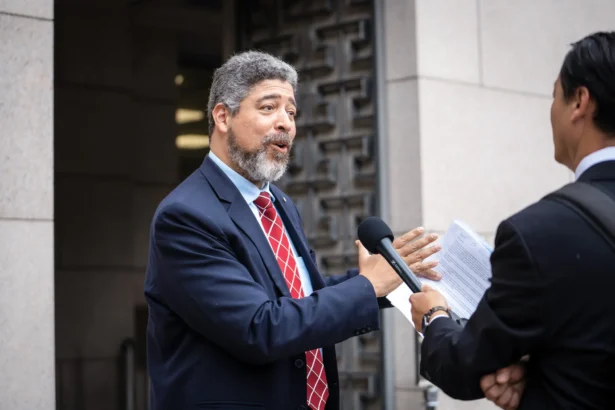 John Suarez, the executive director at the Center for a Free Cuba, speaks during an interview after an event about escalating transnational repression by the Chinese Communist Party, on Capitol Hill in Washington on June 6, 2025. (Madalina Vasiliu/The Epoch Times)