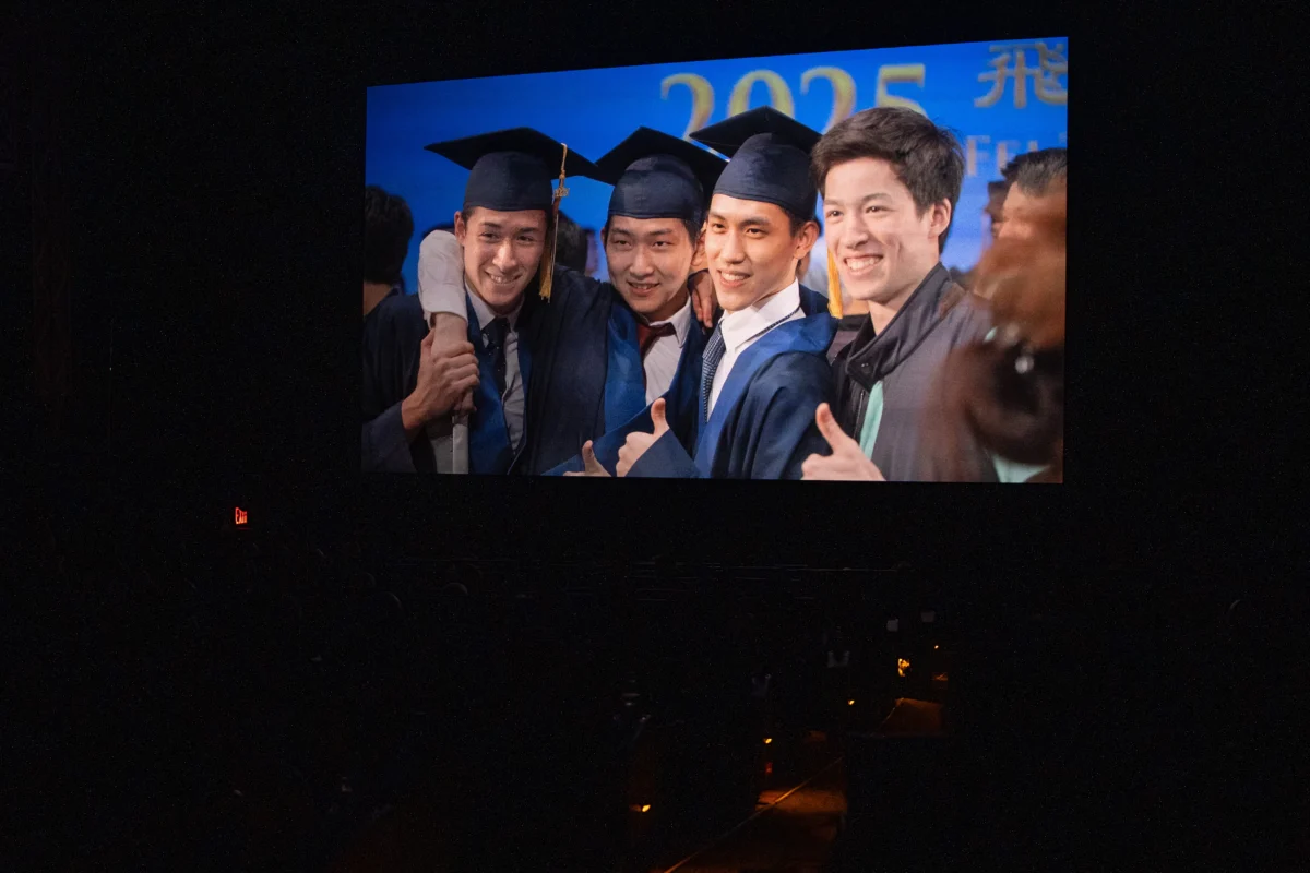 The Browde brothers Jesse (R) and Lucas (L) in a screen grab of "Unbroken: The Untold Story of Shen Yun" at its world premiere at AMC Theater at Lincoln Square in New York City on March 24, 2026. (Samira Bouaou/The Epoch Times)