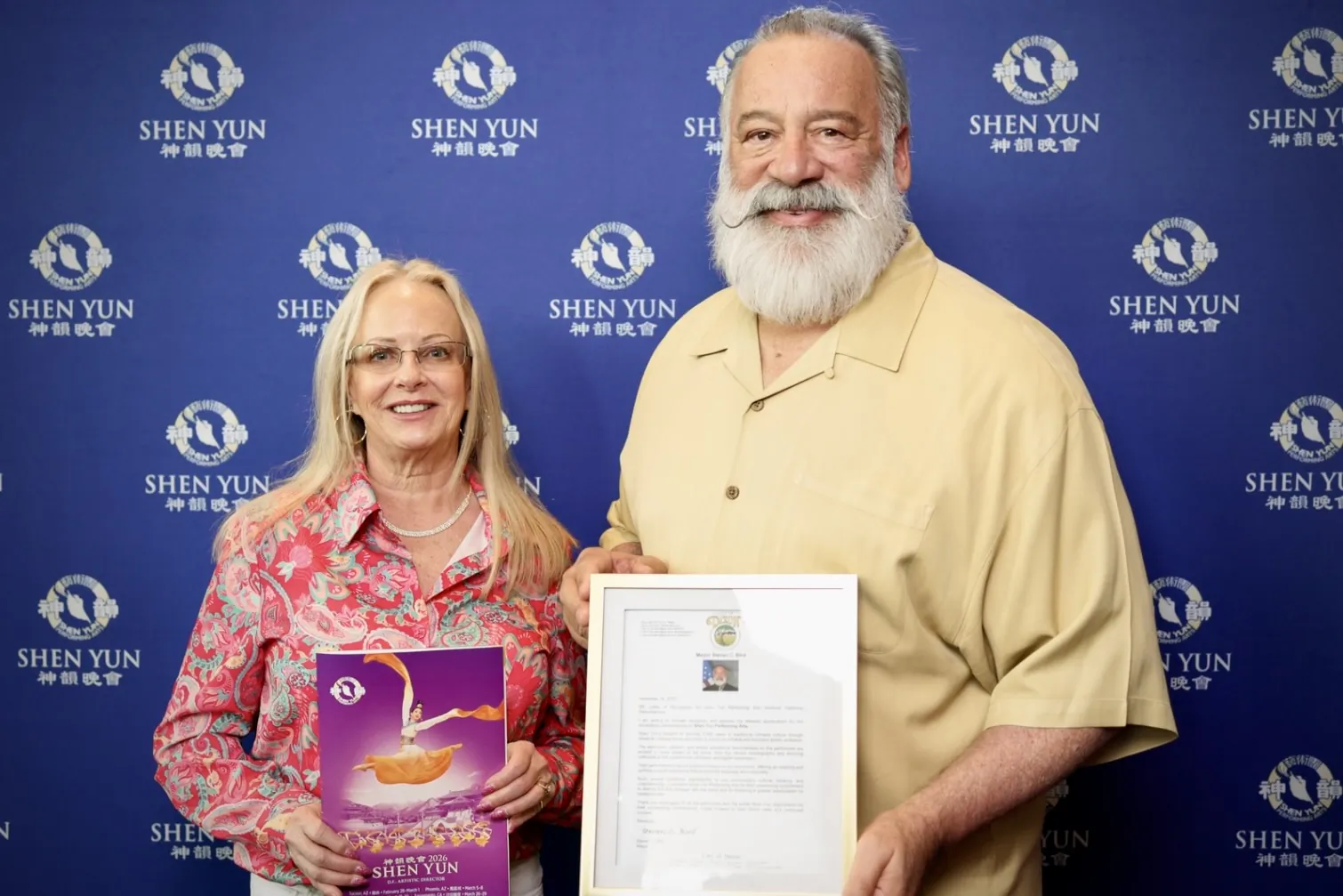 Mayor Steve Bird and his wife, Marilee Bird, at the Shen Yun Performing Arts performance at the SAFE Credit Union Performing Arts Center on March 29, 2026. (NTD)