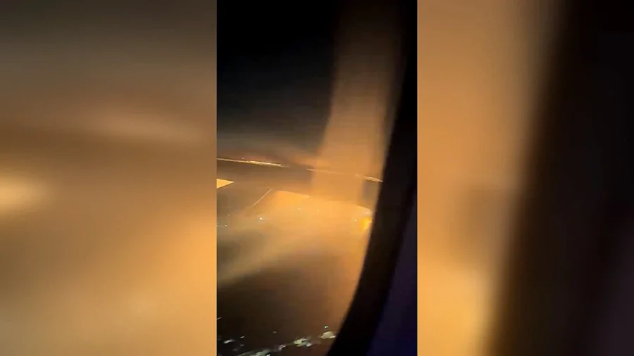 Plane Passenger Records Engine Fire From Inside Delta Aircraft