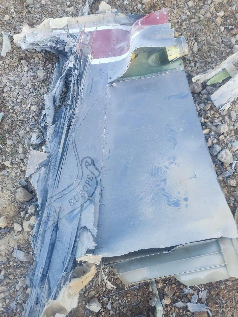 Fragments of a downed U.S. jet in this picture said to be taken in central Iran and released on April 3, 2026. (IRIB/Handout via Reuters)