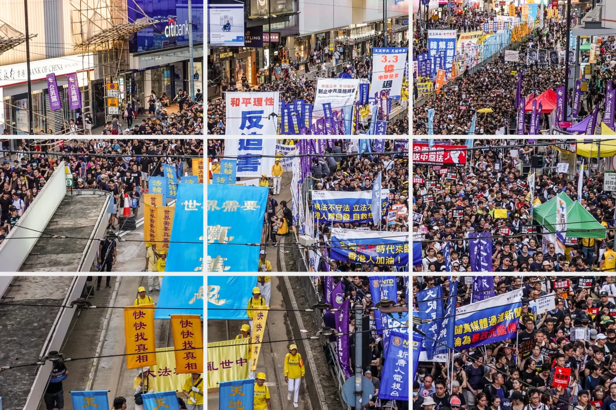 The Rule of Thirds Grid on top of "The World Needs ‘Truthfulness, Compassion, and Forbearance’" by Adrian Yu of Hong Kong. (Courtesy of the Fifth NTD International Photography Competition)
