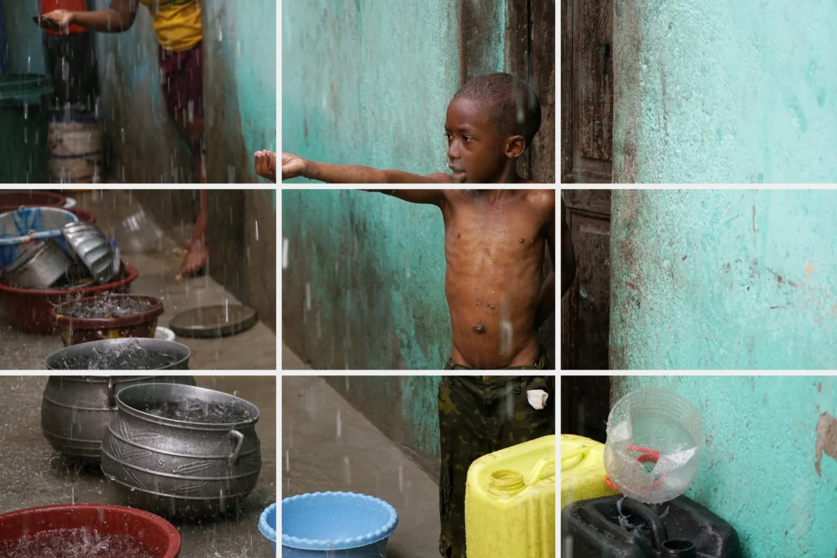 The Rule of Thirds Grid on top of "Downpour" by Gina Pottenger of the United States. (Courtesy of the Fifth NTD International Photography Competition)