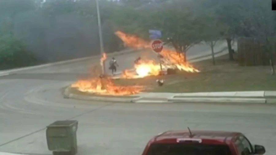 Fiery Motorcycle Crash Captured in San Antonio, Texas