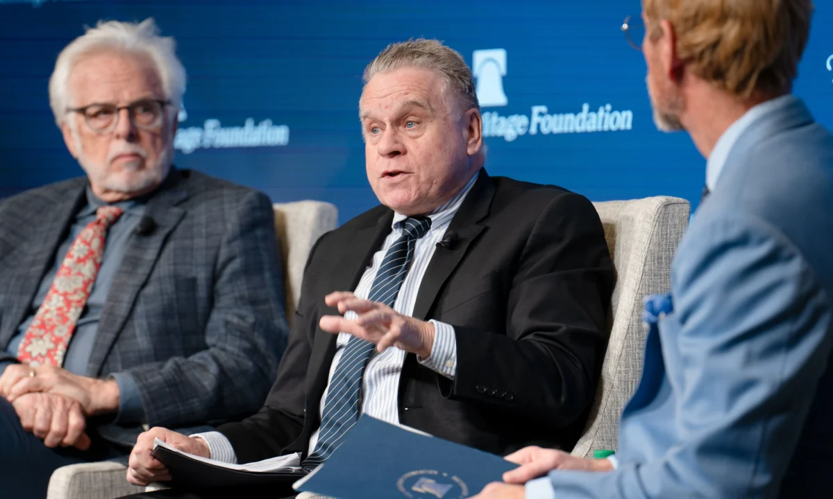 (C) Rep. Chris Smith (R-N.J.) discusses the Chinese communist regime's system of forced organ harvesting, at a Heritage Foundation event in Washington on April 7, 2026. (Irene Luo/The Epoch Times)