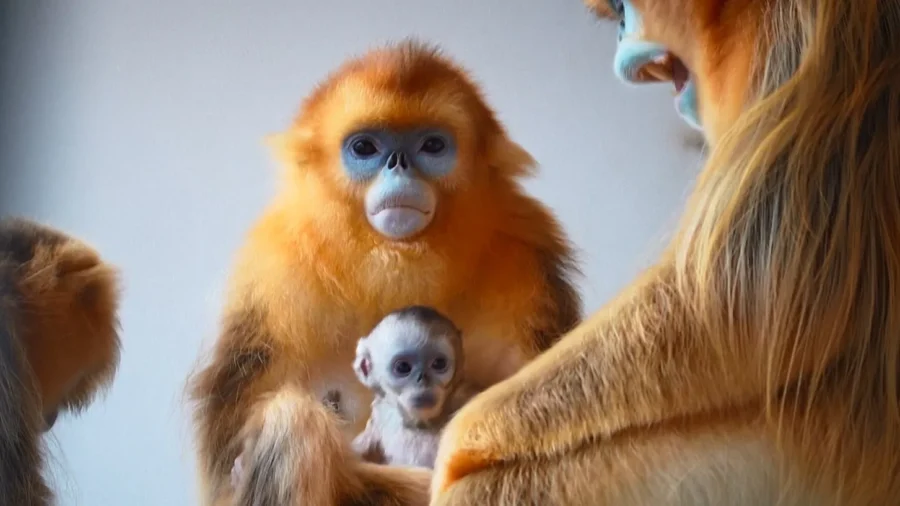 Endangered Baby Golden Snub-Nosed Monkey Born at Belgium Zoo