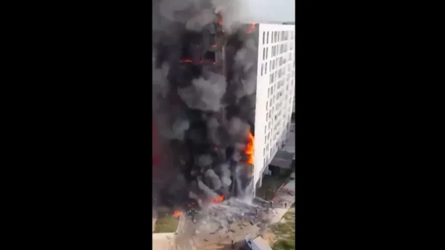 Massive Fire Breaks Out at Apartment Building in Albania