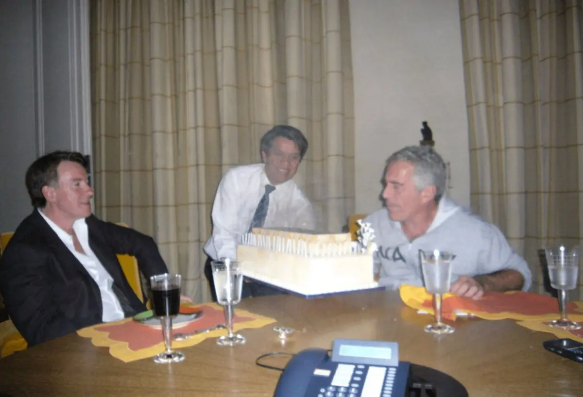 Undated file photograph of Peter Mandelson with Jeffrey Epstein. (U.S. Department of Justice/PA)