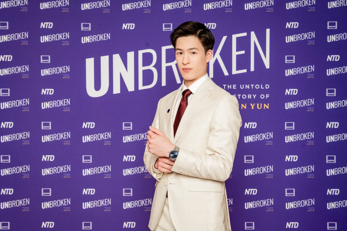 Shen Yun dancer Jesse Browde at the Canadian premiere of the documentary "Unbroken: The Untold Story of Shen Yun" at Hotel X Toronto on April 22, 2026. (Courtesy of Evan Ning)