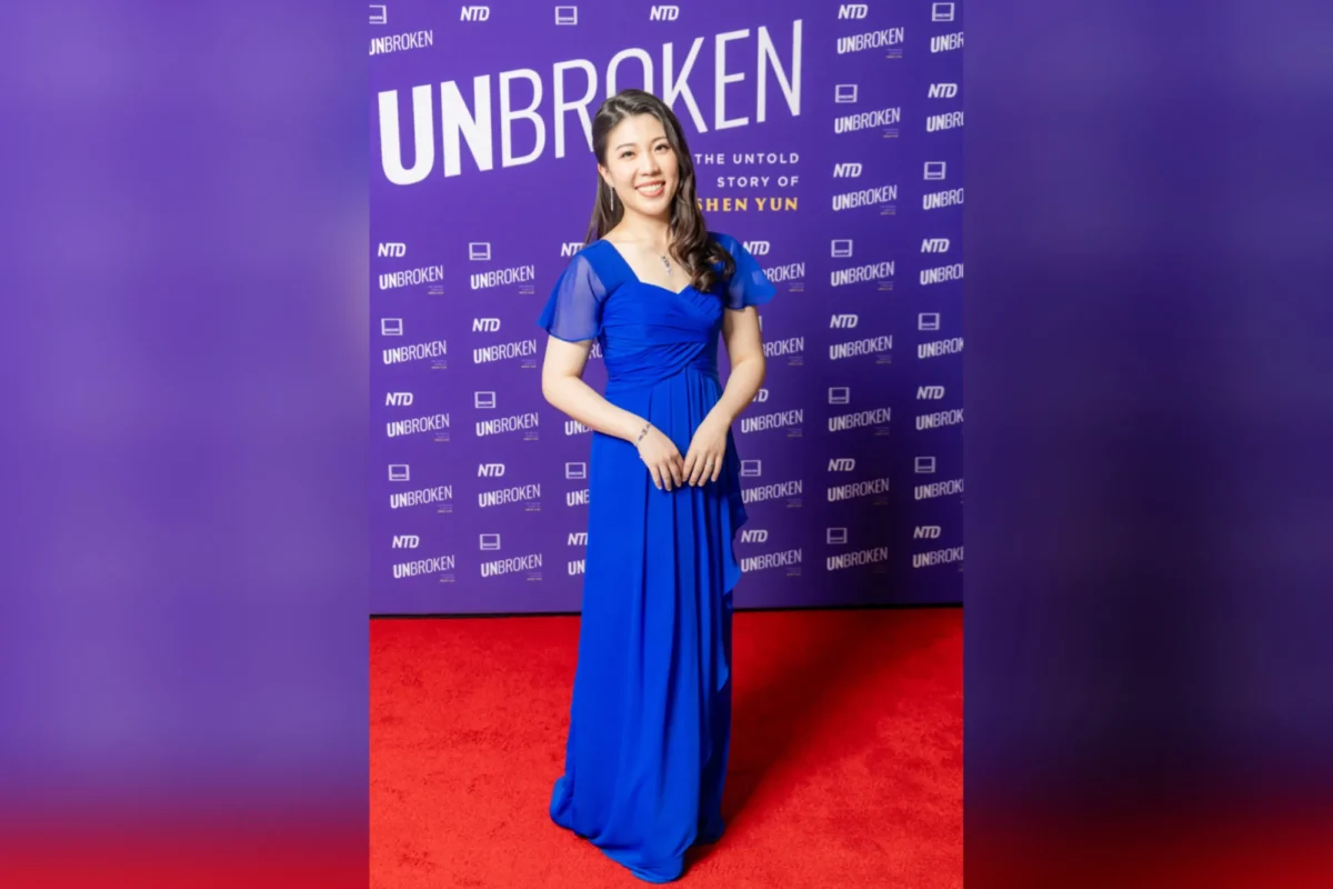 Shen Yun violist Rachel Chen at the Canadian premiere of the documentary "Unbroken: The Untold Story of Shen Yun" at Hotel X Toronto on April 22, 2026. (Courtesy of Alex Gurevich)