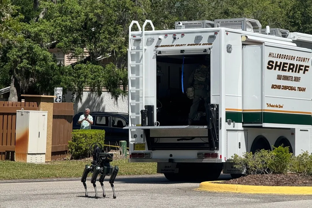 The Hillsborough County Sheriff's Office responds to a neighborhood close to the University of South Florida campus in Tampa, Fla., on April 24, 2026. (Hillsborough County Sheriff's Office via AP)