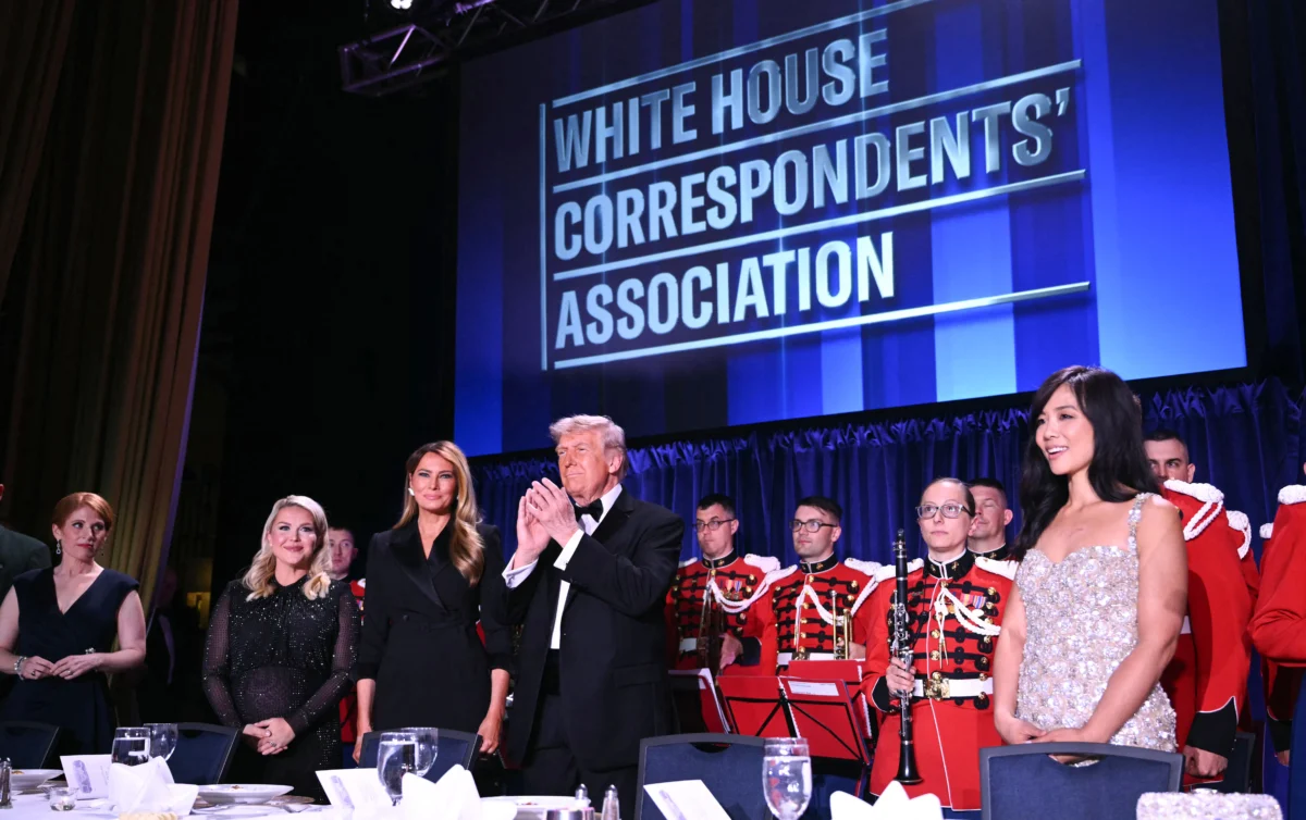 President Donald Trump and First Lady Melania Trump attend the White House Correspondents' dinner at the Washington Hilton in Washington on April 25, 2026. (Mandel Ngan / AFP via Getty Images)