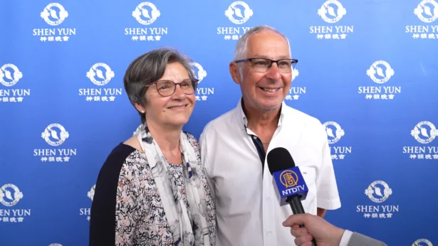 Brigitte and Alain Genoist attend Shen Yun at the Zénith in Toulouse on April 28, 2026. (NTD)