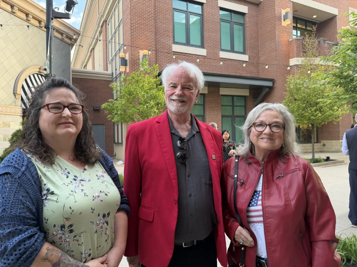 Supporters of Ohio GOP gubernatorial candidate Vivek Ramaswamy, (L-R) Lisa Chaffee, Randy Tarrier, and his wife, Debra Tarrier, after an event where Ramaswamy spoke near Columbus, Ohio, on May 4, 2026. (Janice Hisle/The Epoch Times)