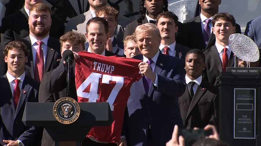 Trump Presented With Indiana Hoosiers Football Jersey