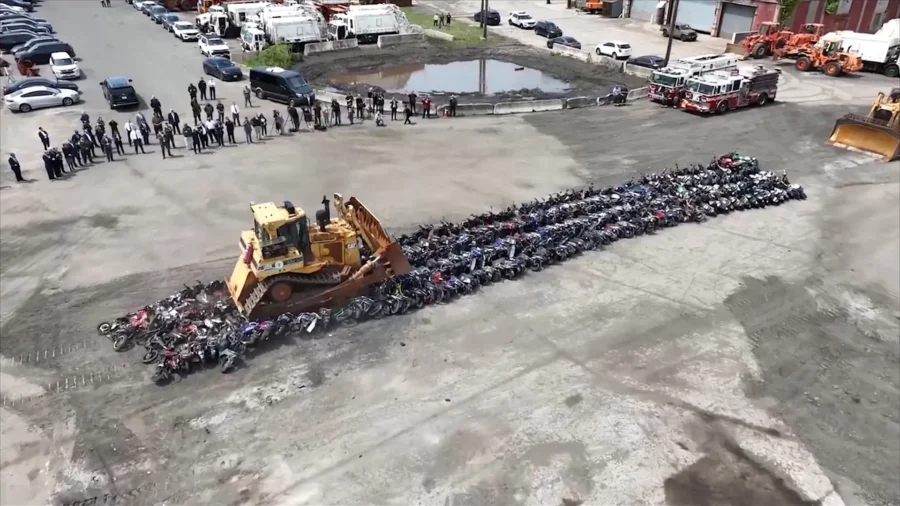 NYPD Crushes 200 Illegal Mopeds and Scooters