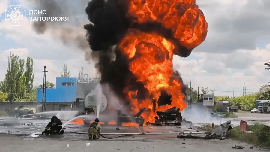 Emergency Services Battle Fire Following Latest Attack on Ukraine’s Zaporizhzhia