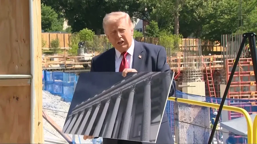 Trump Shows Press Construction Site of New White House Ballroom