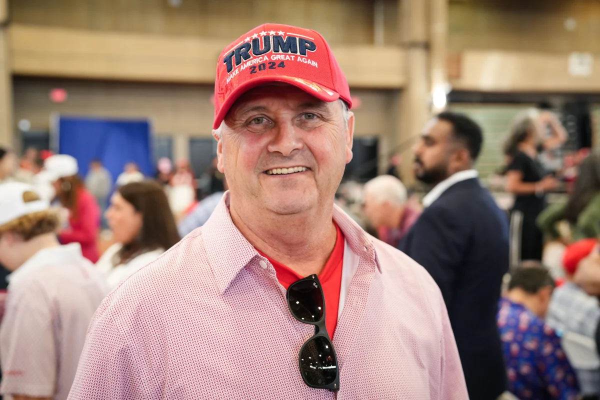 Dennis Henion ahead of a rally with President Donald Trump at Rockland Community College in Suffern, N.Y., on May 22, 2026. (Samira Bouaou/The Epoch Times)