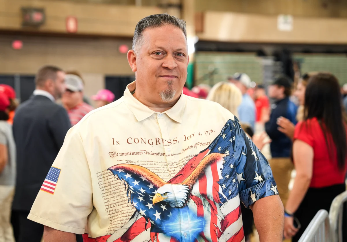 Wayne Jennings ahead of a rally with President Donald Trump at Rockland Community College in Suffern, N.Y., on May 22, 2026. (Samira Bouaou/The Epoch Times)