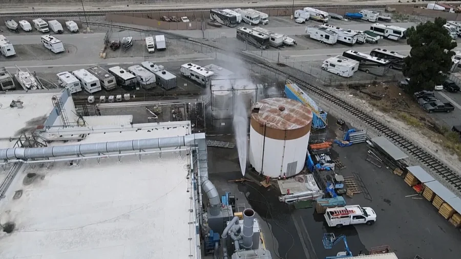 Firefighters Continue Efforts to Stop Chemical Tank From Exploding or Leaking