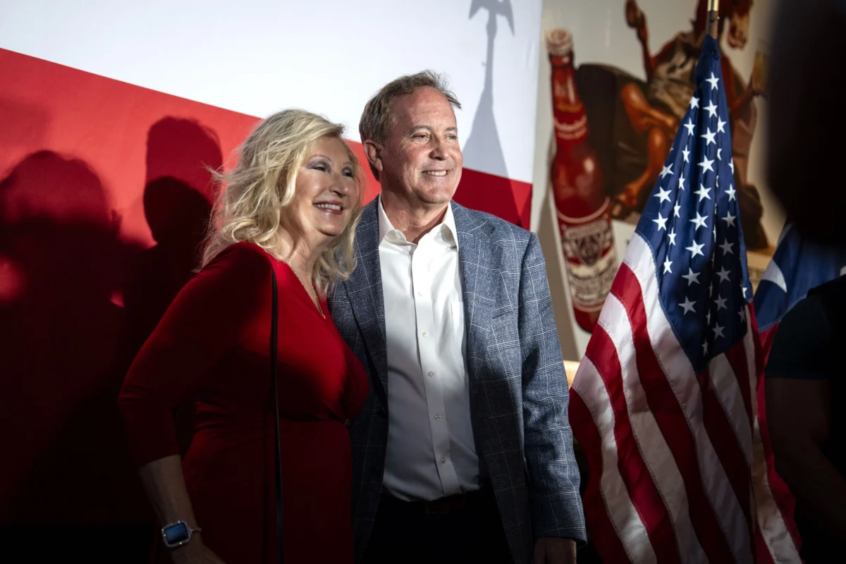 Supporters of Texas Attorney General Ken Paxton at a campaign event during the Texas Senate Primary in Magnolia, Texas, on Feb. 19, 2026. (Madalina Kilroy/The Epoch Times)