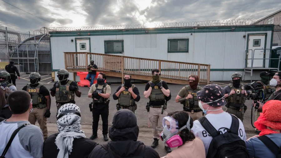 Protesters Obstruct ICE Facility Driveway In New Jersey