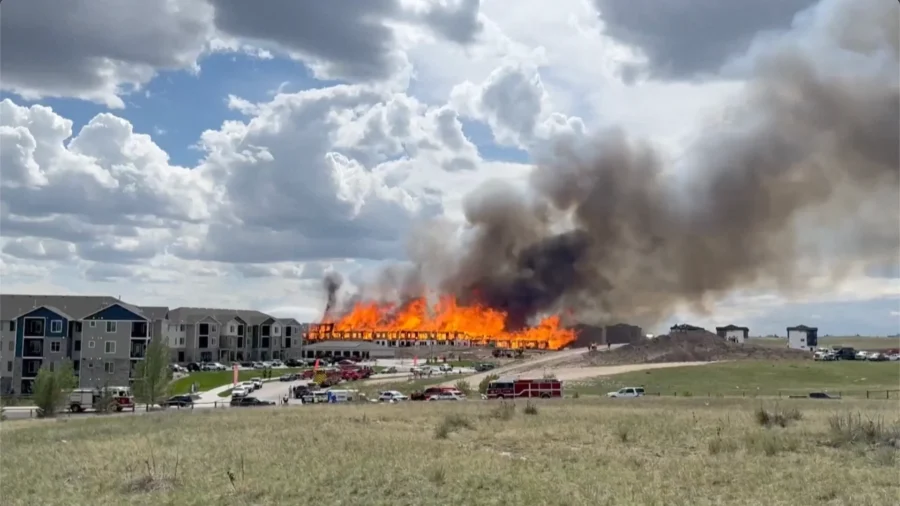 Massive Blaze Breaks Out at Wyoming Apartment Construction Site