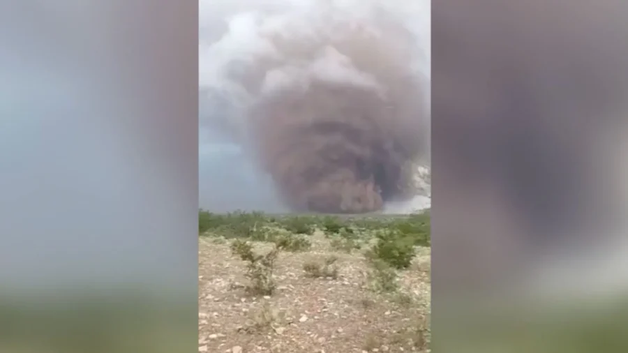 Large Dust Tornado Blows Through Mexico