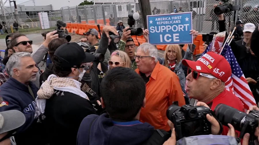Opponents and Supporters of ICE Face Off Outside New Jersey Facility