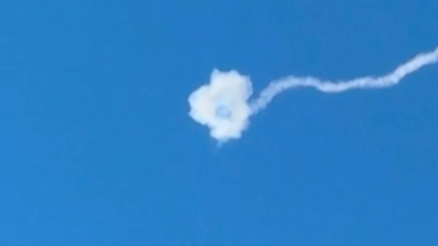 Interception and Explosion Seen Over Northern Israel Following Missile Attack