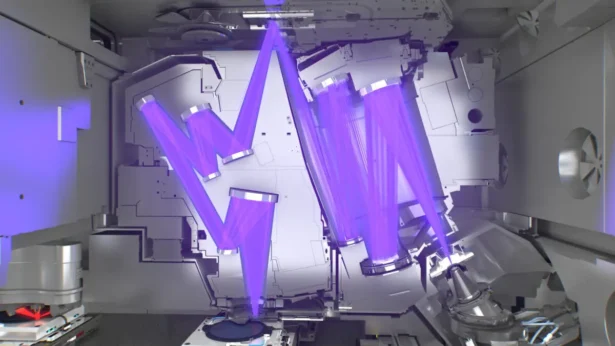 An undated Illustration shows the optical light path inside ASML's semiconductor lithography tool. (ASML/Reuters)