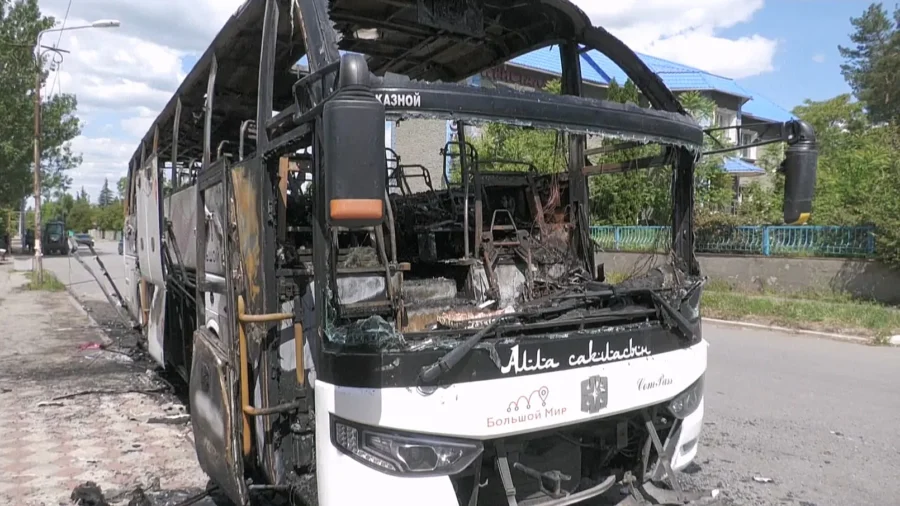 Drone Hits Passenger Bus in Russian-Controlled Donetsk Region, Killing 8