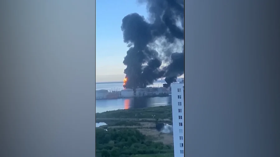Blasts, Smoke And Fire at St. Petersburg’s Oil Terminal After Ukrainian Attack
