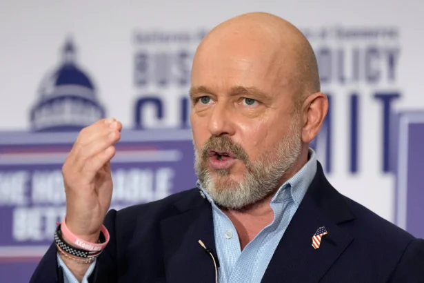 Steve Hilton speaks during a gubernatorial candidate forum in Sacramento, Calif., on April 14, 2026. (Godofredo A. Vásquez/AP Photo)