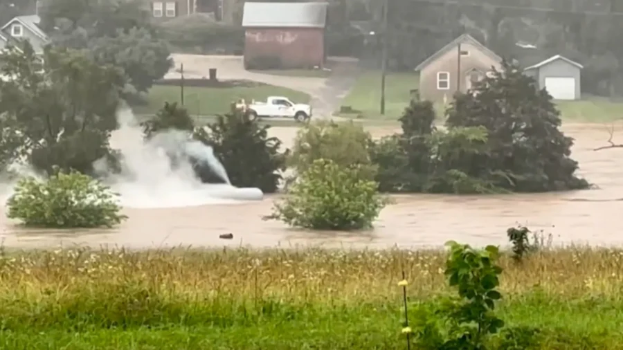 Baseball Fields Flooded After Rain in Indiana