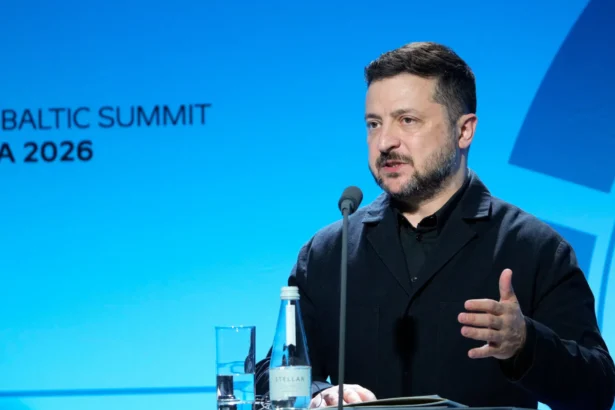 Ukrainian President Volodymyr Zelenskyy attends a press conference during the Nordic-Baltic cooperation (NB8) Prime Ministers' meeting in Tallinn, Estonia, on June 9, 2026. (Ints Kalnins/Reuters)