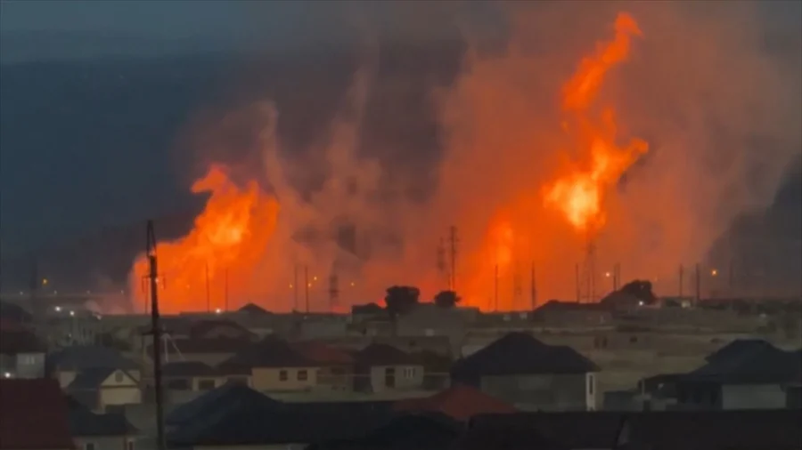 Massive Fire Erupts After Gas Pipeline Explosions in Russia’s Dagestan region