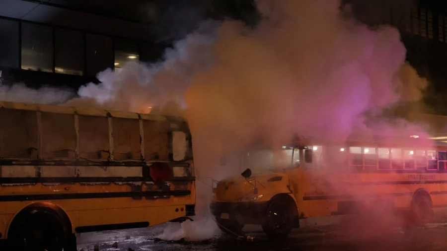 World Cup Bus Set Alight as Chaotic Celebrations Erupt in Manhattan After Knicks Win