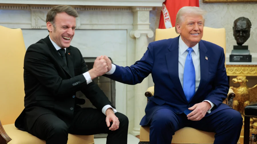 Macron Greets Trump at Palace of Versailles in France