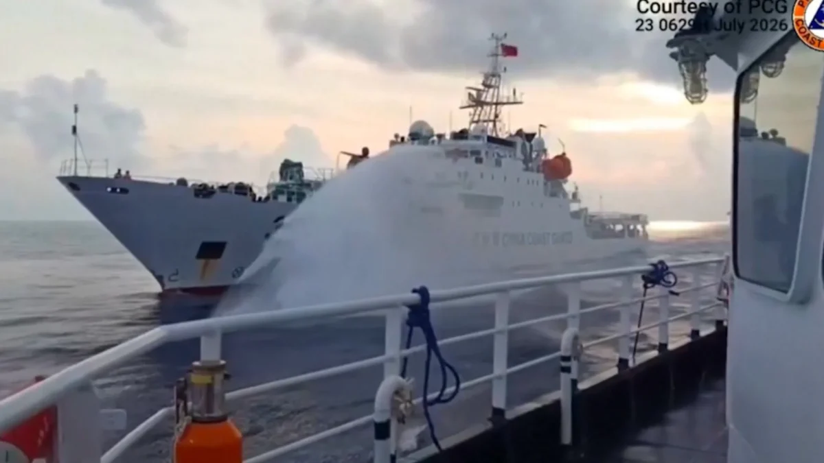 China Coast Guard Fires Water Cannon at Philippine Vessel in South China Sea