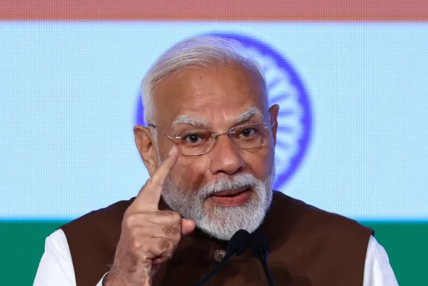 Indian Prime Minister Narendra Modi delivers a speech at the India-Japan Economic Forum in Tokyo on Aug. 29, 2025. (Issei Kato/Reuters)