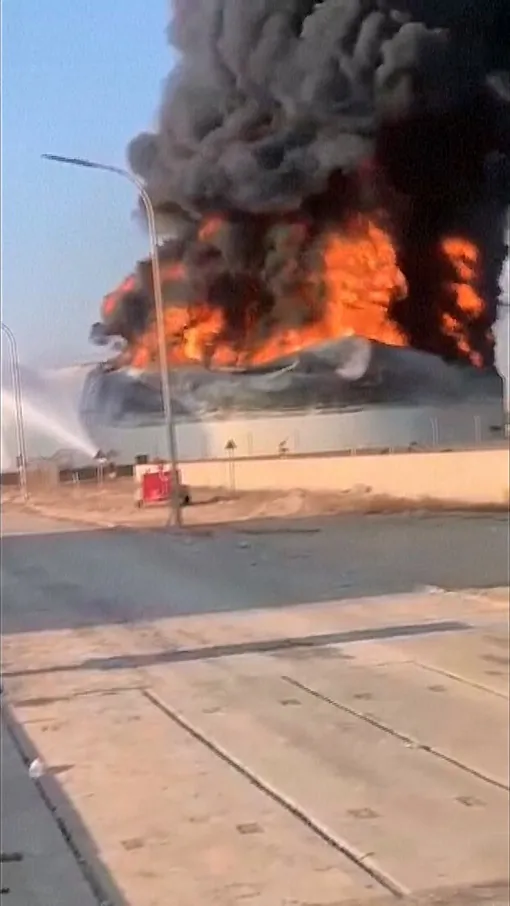 Firefighters Battle Remnants of Libya Oil Facility Drone Strike Blaze